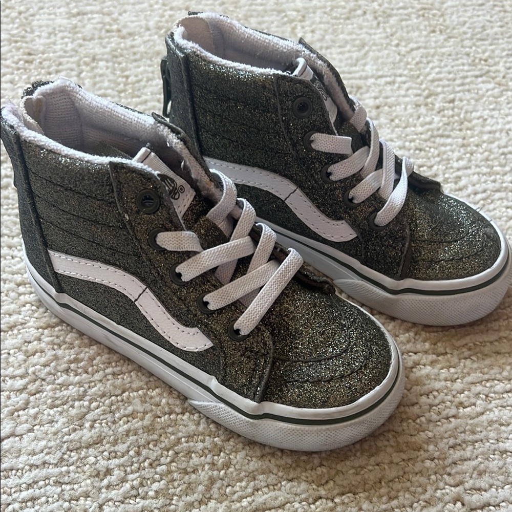 Vans Kids Glitter High-Top Sneakers - Bronze and White
